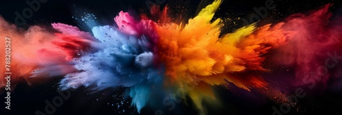 Colorful explosion. banner image. Bright colourful powder explosion abstract background photo