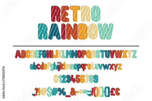 Retro Rainbow Color Font Set