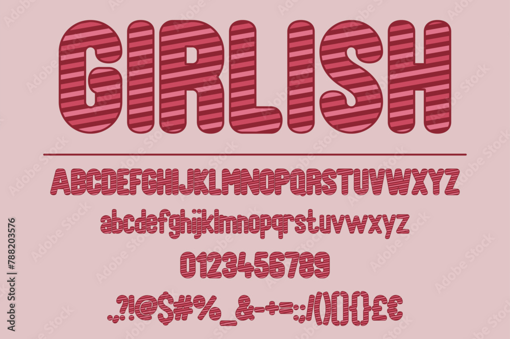 Girlish Coquette Color Font Set. Stylish Typography Design