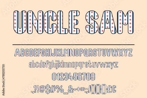 Uncle Sam with American Flag Color Font Set
