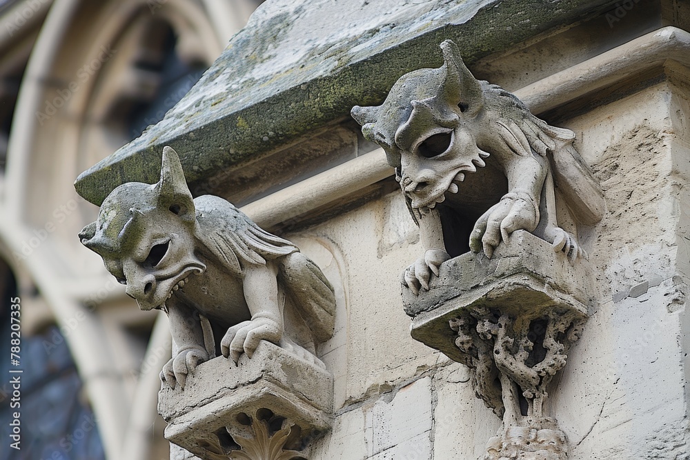 A Photo Capturing The Stone Grotesque Sculptures Known As Gargoyles A Photo Capturing The Stone Grotesque Sculptures Known As Gargoyles
