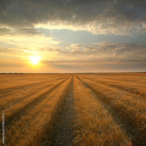 sunset over the field