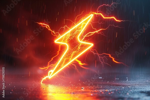 Thunder icon 3d, energy concept