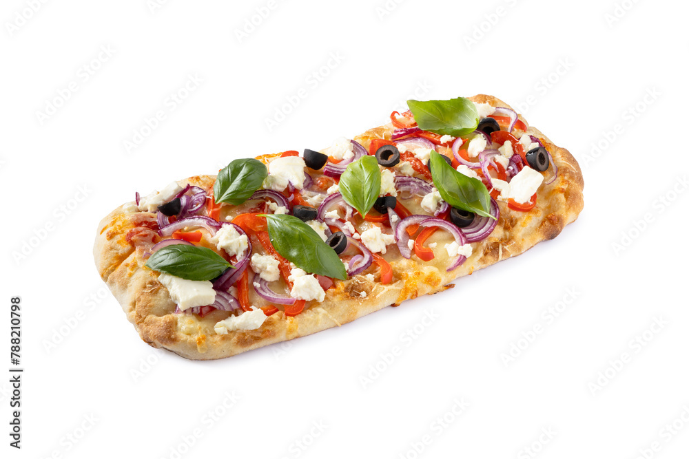 Φωτογραφία Traditional Roman pinsa with feta cheese, peppers and black olives