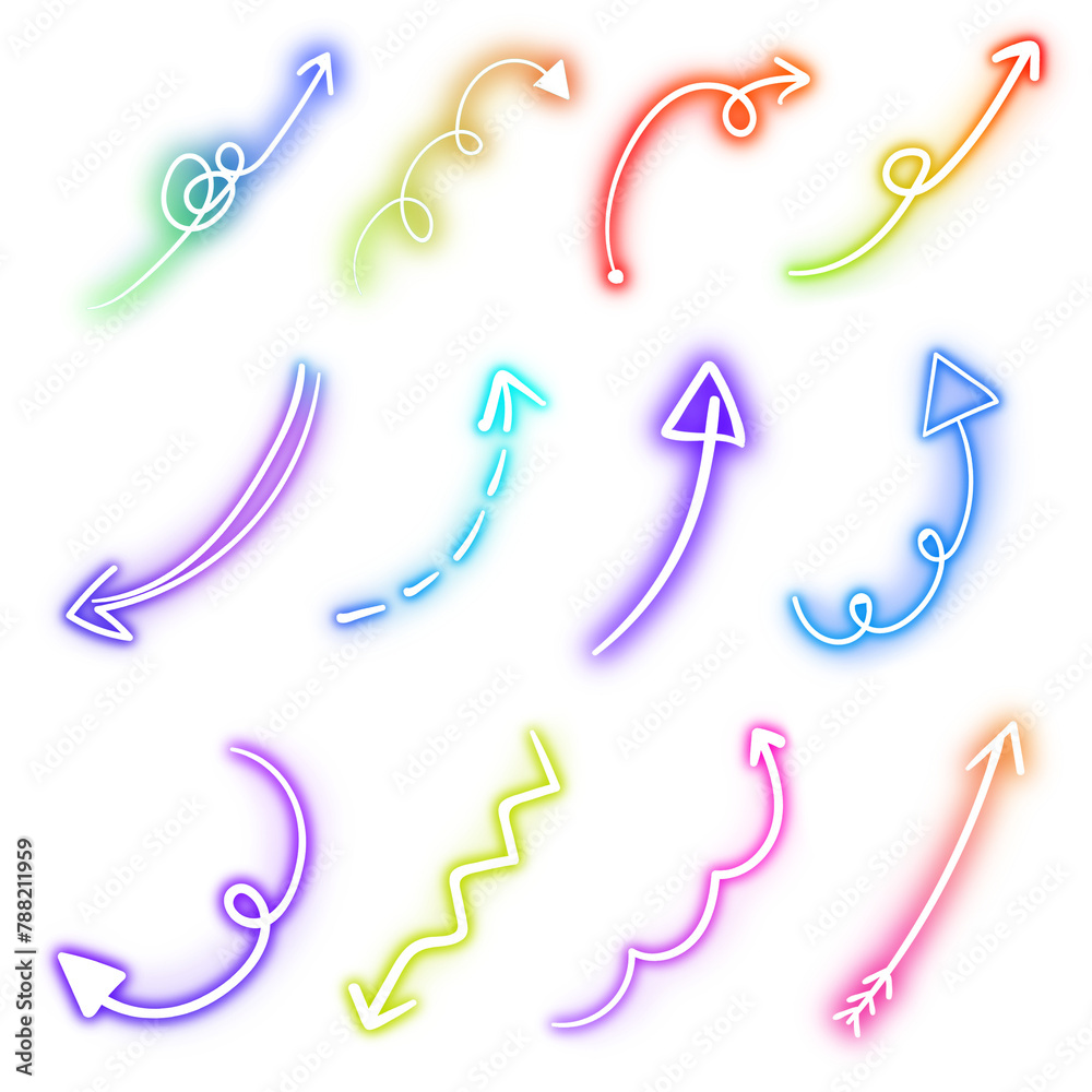 Neon arrows sign set design element Neon arrows sign set design element