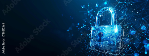 optics background with lots spots, Digital padlock for computing system on dark blue background, cyber security, Digital padlock for quantum computing system, cyber security technology, Ai