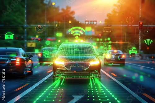 In driver assistance systems, digital eyes on cars detect obstacles, read traffic signs, and navigate roads with autonomous precision, closeup