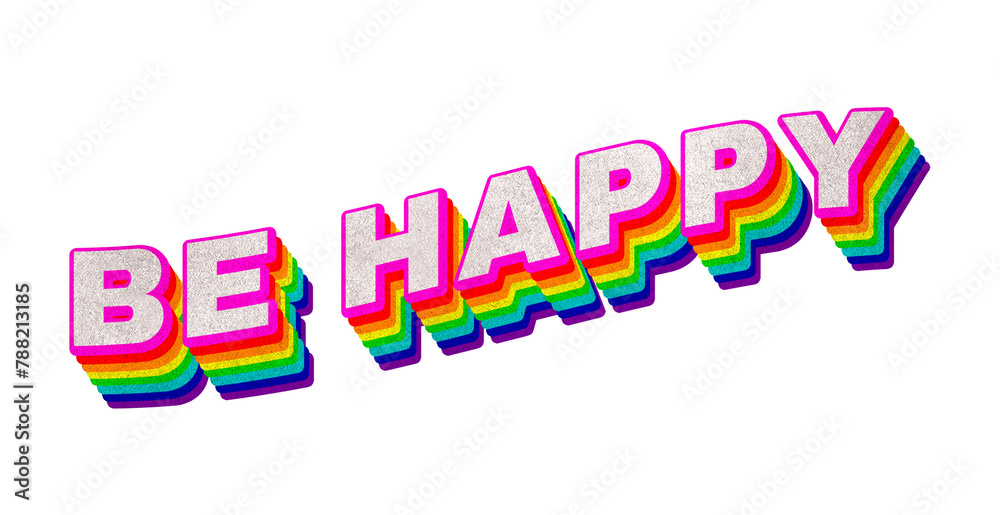Fototapeta premium Rainbow word BE HAPPY typography design element