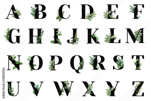 Botanical alphabet font png collection abc photo