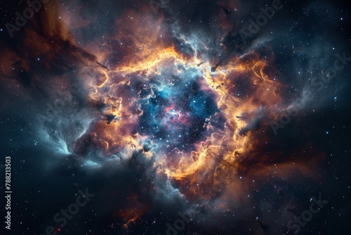 Stunning Star Illuminating the Night Sky, Beautiful transformation of a supergiant star into a nebula, AI Generated photo