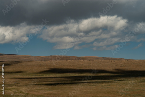Beautiful mountain landscape with clouds in the blue sky  Armenia