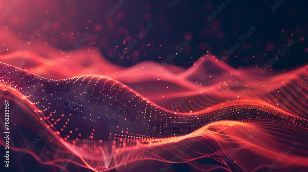 Abstract digital background. Space filled with polygons and dots. 3D wave Abstract digital background. Space filled with polygons and dots. 3D wave