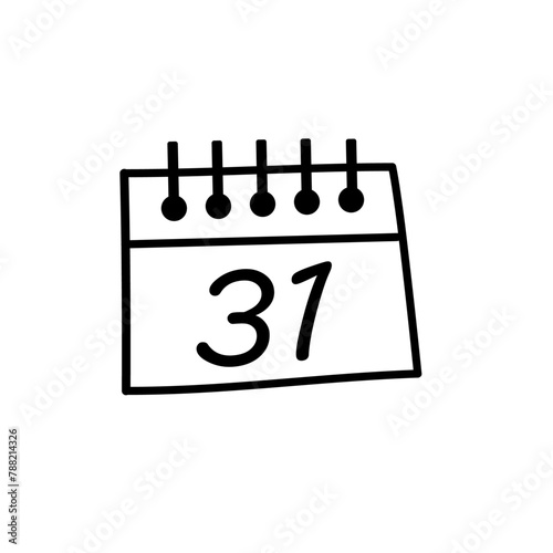 Doodle calendar. Decorative element for Halloween design. Hand-drawn vector illustration