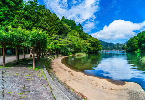 夏の恩賜箱根公園　芦ノ湖の入り江の風景【神奈川県・箱根町】　
Hakone Park in summer. Lakeside scenery of Lake Ashinoko - Kanagawa, Japan