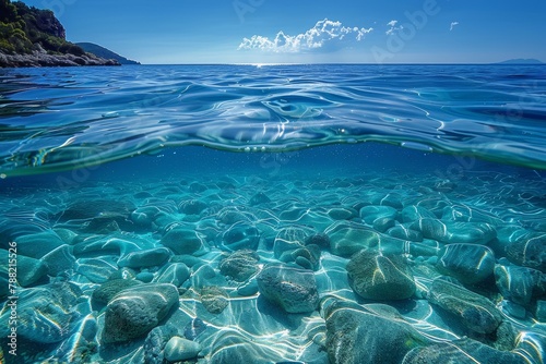 Tropical blue ocean with coral reef © Александр Лобач