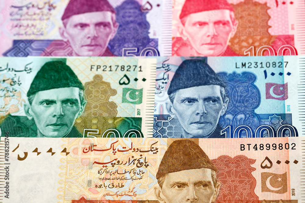 Fototapeta premium Pakistani rupee a business background