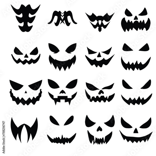 Set of halloween pumpkins faces, Pumpkins faces, Angry face emoji pumpkin, Pumkin smile, Halloween Pumpkin Ghost Face, Tribal Tattoo Illustration, Neo tribal tattoos