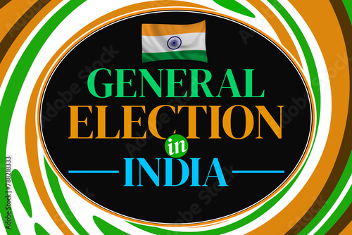 General Election in India Wallpaper with patriotic color shapes and typography inside circle. Upcoming indian election concept backdrop