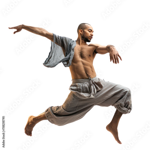 floated full body male dancer gesture posing isolate on transparency background PNG