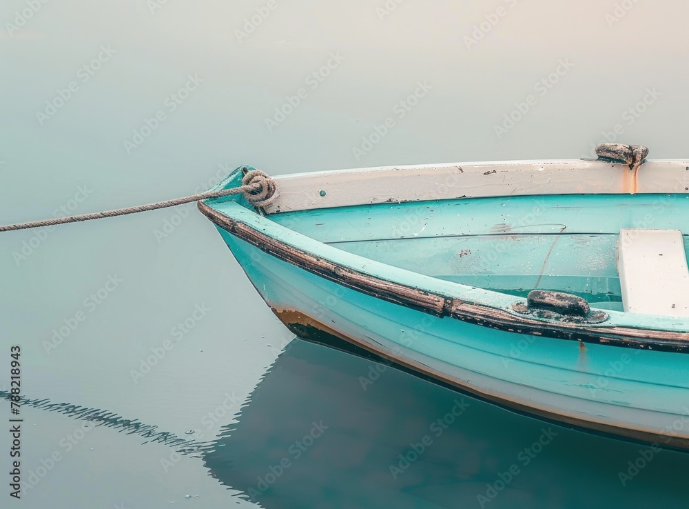 Serene Solitude: A Lone Boat's Reflection on Calm Waters - Generative AI