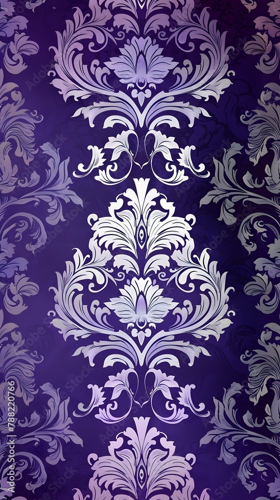 Beautiful purple Damask Pattern with Gradient Effect Beautiful purple Damask Pattern with Gradient Effect