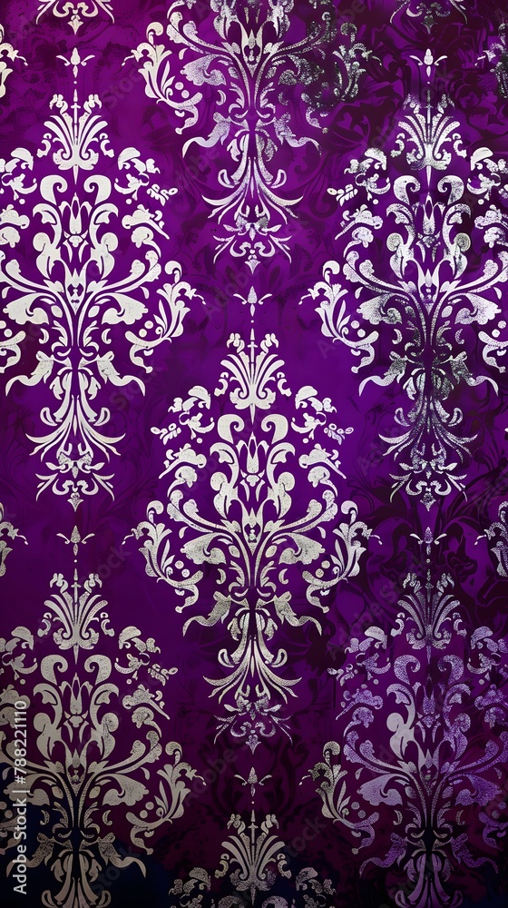 Beautiful purple Damask Pattern with Gradient Effect Beautiful purple Damask Pattern with Gradient Effect