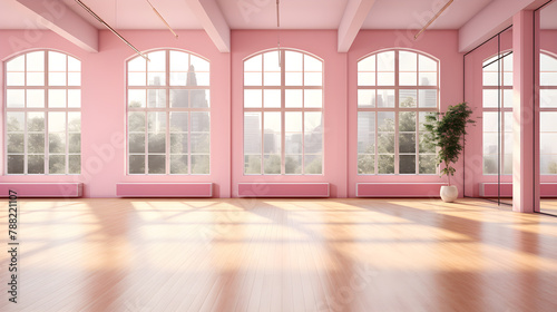 City Retreat  Modern Aesthetics and Fitness Combine in a Pink Yoga Sanctuary. Generative AI