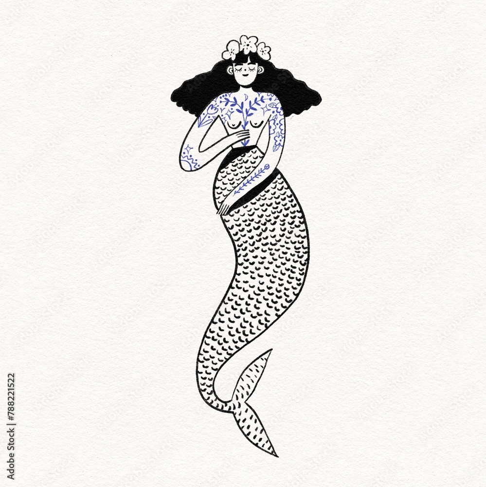 Fototapeta premium mermaid sketch
