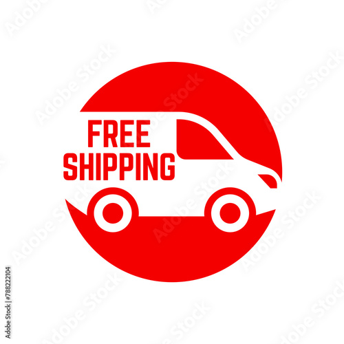 Free delivery shipping icon, home express deliver service vector label with fast car truck.