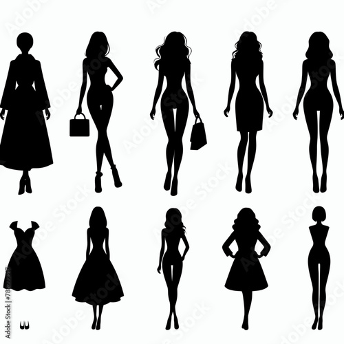 silhouette of a female figure on a white background, female silhouette vector illustration