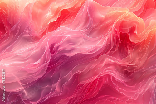 A bright coral pink backdrop with abstract swirls and lines. A close up of a vibrant pink and orange smoke swirl art pattern