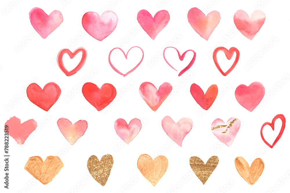 Colorful heart set collection png valentine's day edition