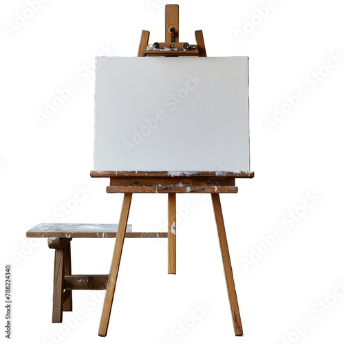 wooden easel with blank canvas