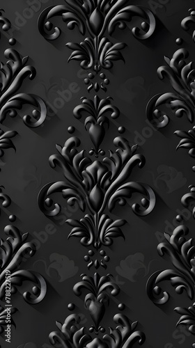 Beautiful black Damask Pattern with Gradient Effect