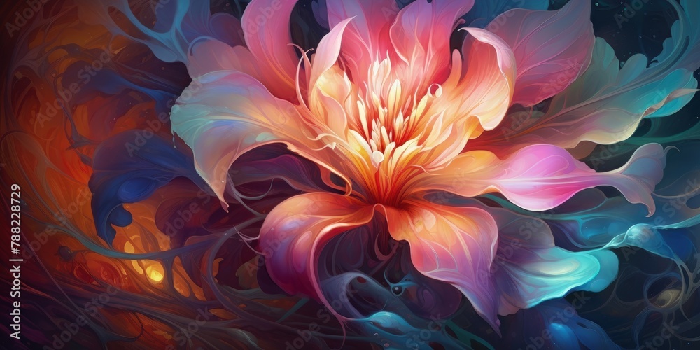 A fantastical flower with biomorphic forms, its a petals resembling organic, flowing shapes inspired by nature A fantastical flower with biomorphic forms, its a petals resembling organic, flowing shapes inspired by nature