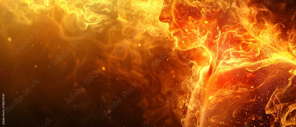 Fiery Heartburn Sensation Visualisation. Concept Heartburn Relief, Visualization Technique, Dealing with Discomfort, Imagery Meditation, Soothing Sensations