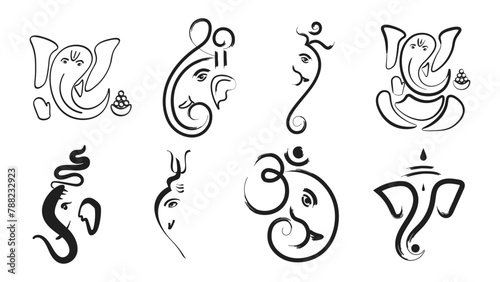 Collection of Lord Ganesha Vector Illustration
