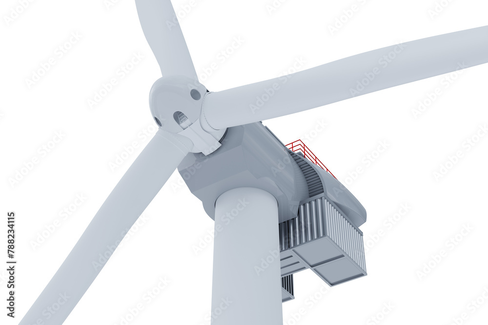 Wind turbine side view with three blades on transparent background Wind turbine side view with three blades on transparent background