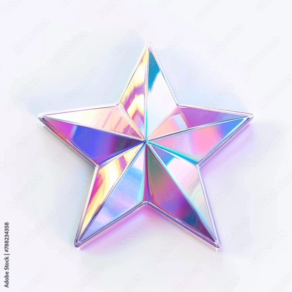 star sculpture shines with an iridescent surface, reflecting a spectrum of colors star sculpture shines with an iridescent surface, reflecting a spectrum of colors