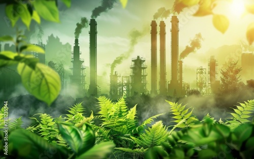 Green factory industry for good environment ozone air low carbon footprint production concept © MUS_GRAPHIC