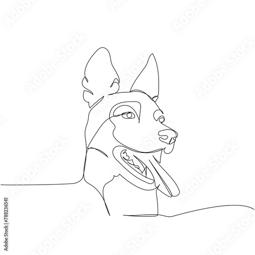 Belgian Shepherd, Malinois, dog breed, shepherd dog, service dog one line art. Continuous line drawing of friend, dog, doggy, friendship, care, pet, animal, family, canine.