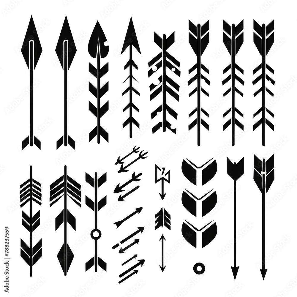An assortment of arrow graphics in black on a white background An assortment of arrow graphics in black on a white background