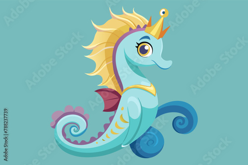 A sassy seahorse with a curly tail and crown