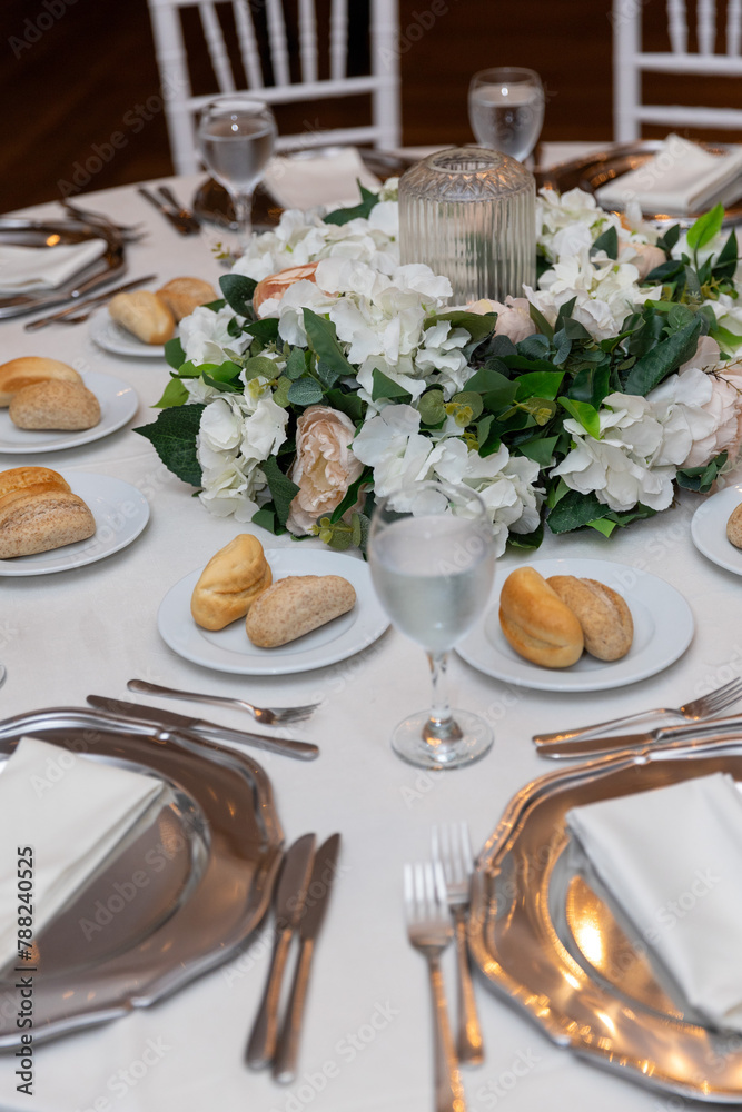 The elegant wedding table ready for guests.