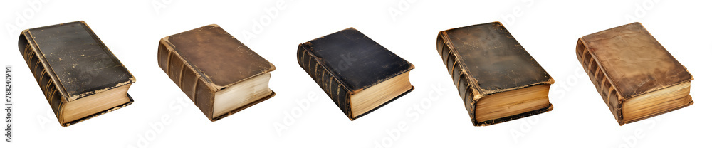 Collection of old antique books isolated on a transparent background, PNG Collection of old antique books isolated on a transparent background, PNG