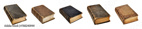 Collection of old antique books isolated on a transparent background, PNG