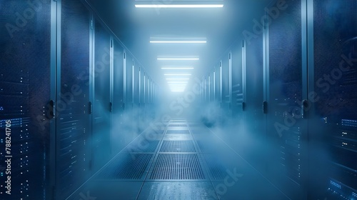Server Room Symphony: The Digital Shift to Cloud. Concept Cloud Computing, Remote Work, Data Security, Technology Trends © Ян Заболотний