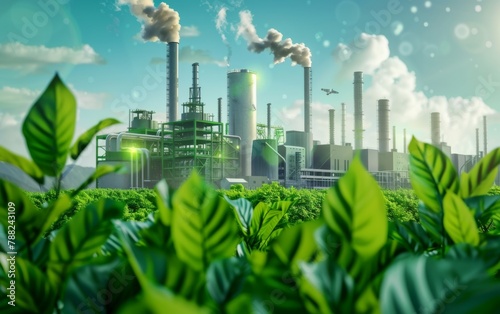 Green factory industry for good environment ozone air low carbon footprint production concept © MUS_GRAPHIC
