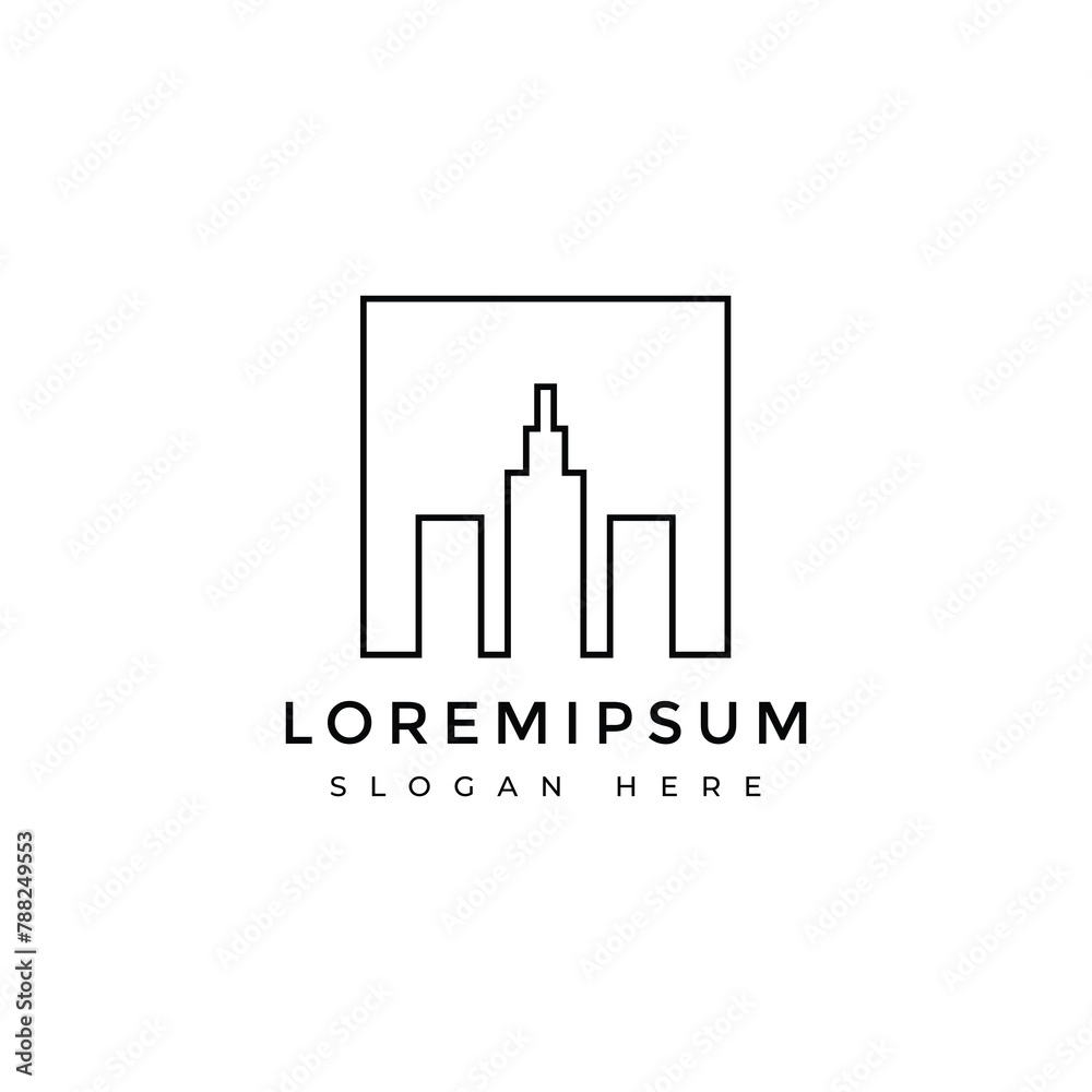 building city architecture minimalist logo design graphic vector building city architecture minimalist logo design graphic vector