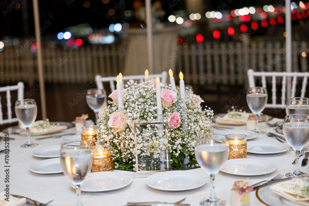 The elegant wedding table ready for guests.